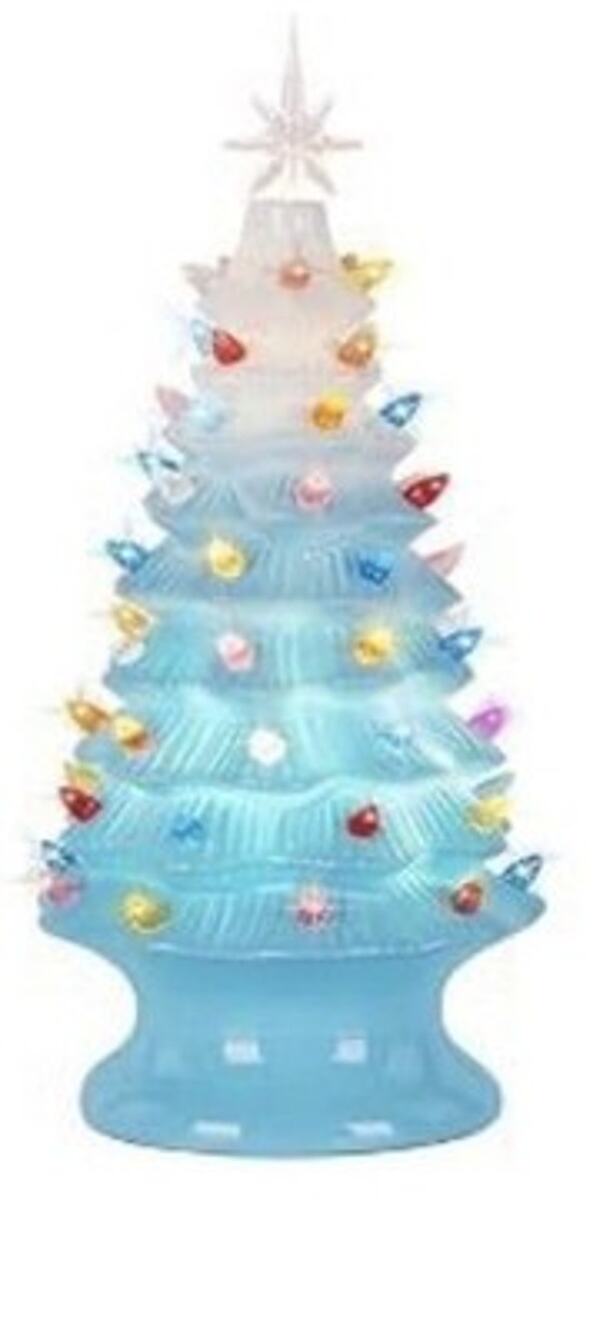 Lakumu 16.5" Table Top Resin Christmas Tree Lighted Blue